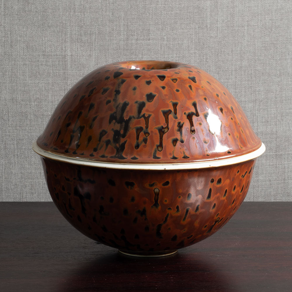 Johan van Loon for Royal Copenhagen, Denmark, unique large porcelain jar with tenmoku glaze M4286