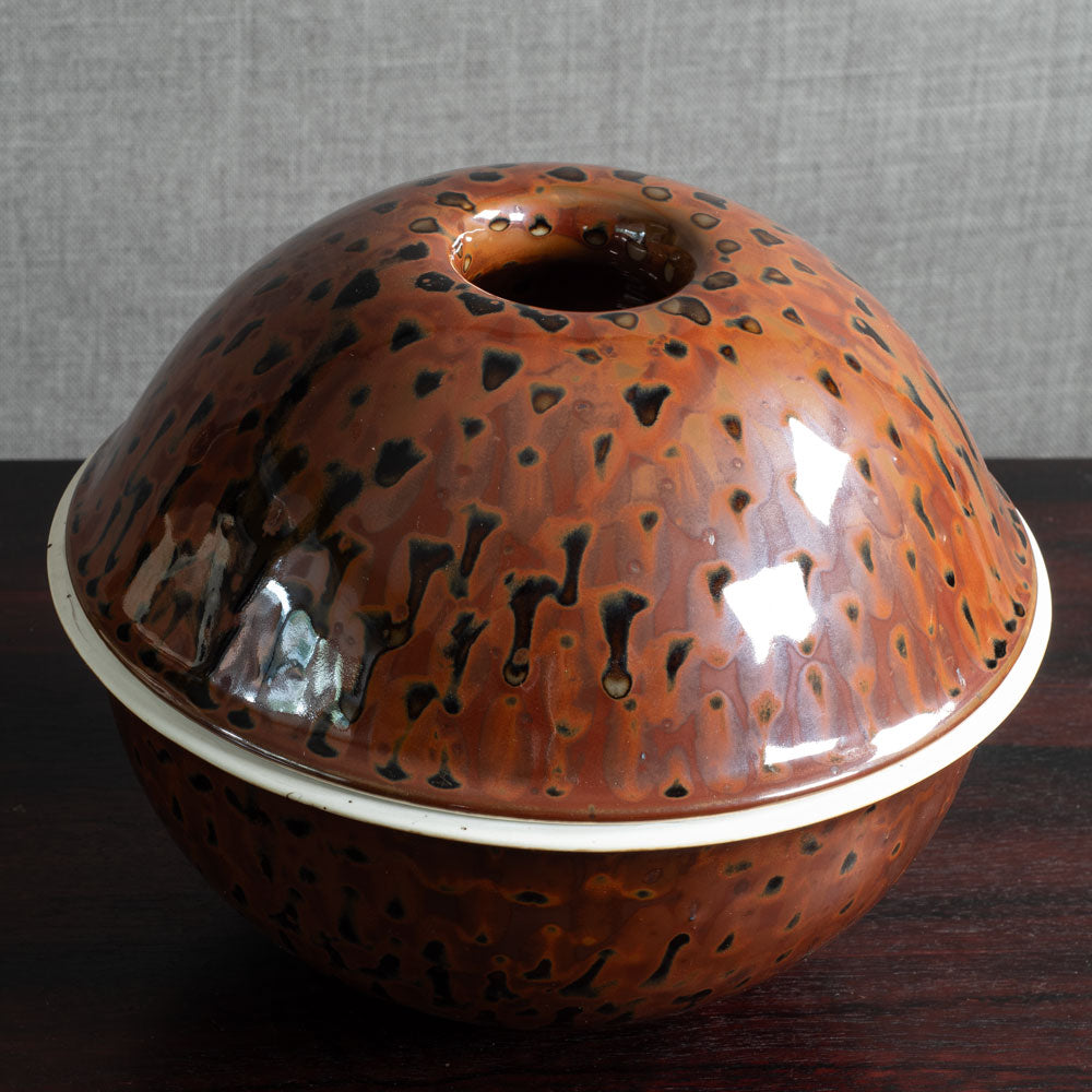 Johan van Loon for Royal Copenhagen, Denmark, unique large porcelain jar with tenmoku glaze M4286