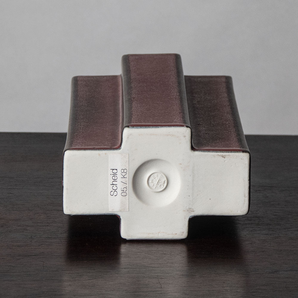 Karl Scheid, Germany, geometric vase with pink and gray glaze J1278