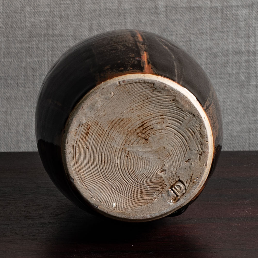 David Leach, Lowerdown Pottery, UK, unique stoneware vase with tenmoku glaze M4337