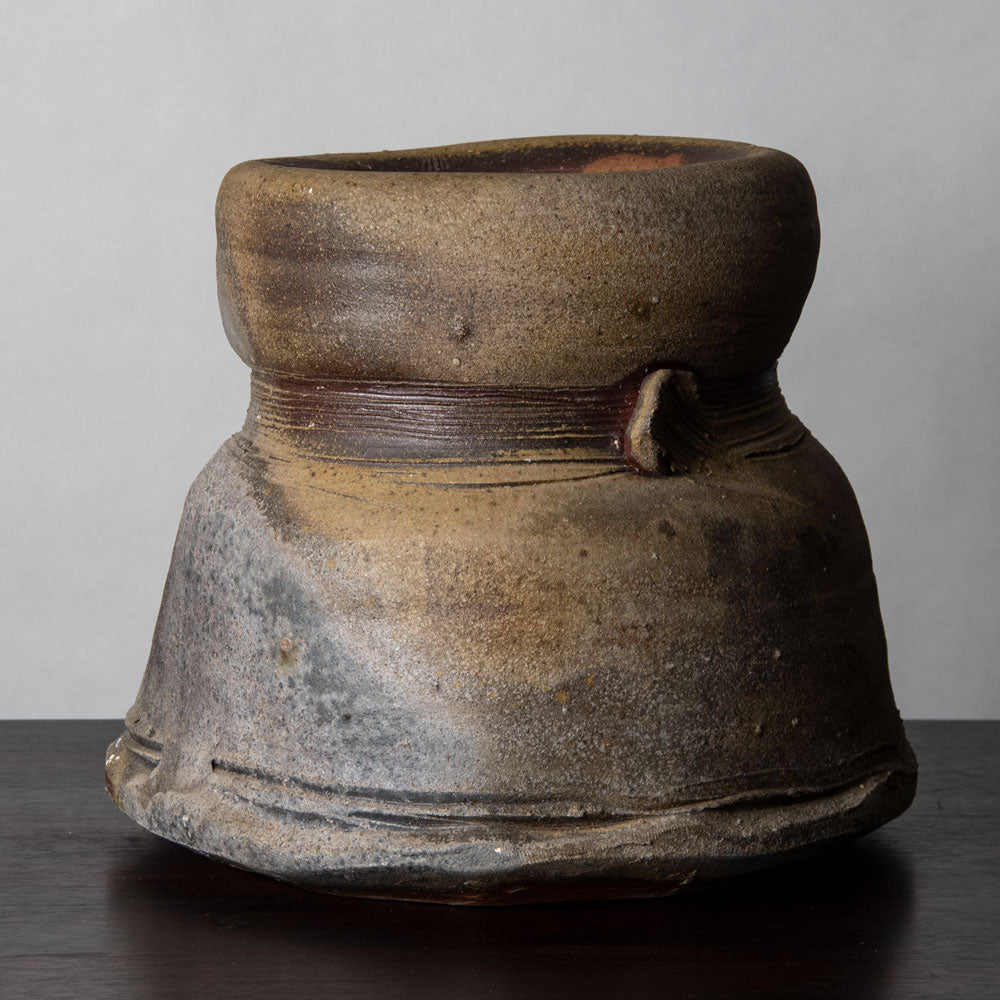 Paul Chaleff, US unique stoneware unglazed vessel H1218
