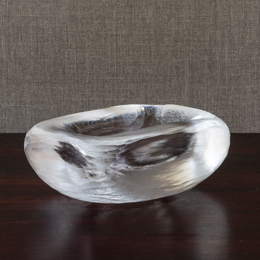Vicke Lindstrand for Orrefors, Sweden, large rectangular frosted glass bowl M4220
