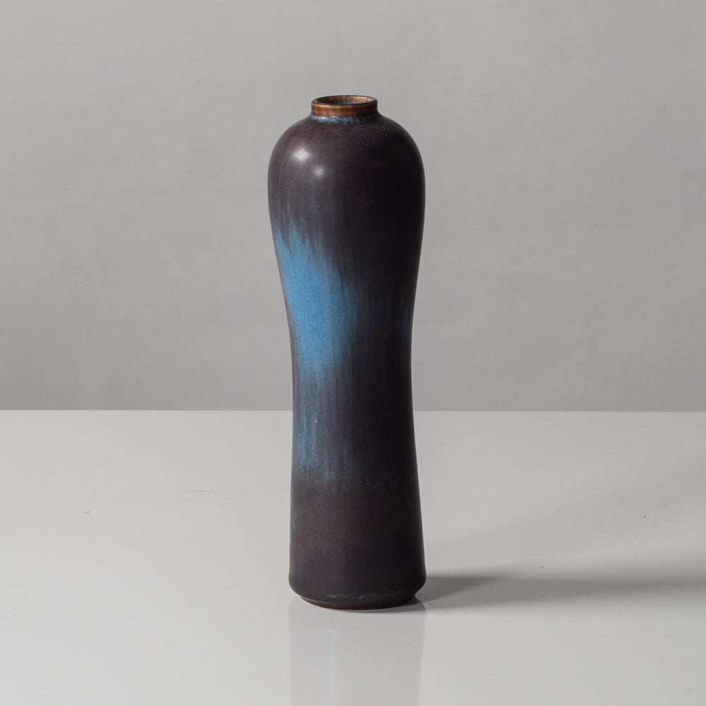 Gunnar Nylund for Rörstrand, Sweden,  stoneware bulbous vase with blue and purple glaze K2336