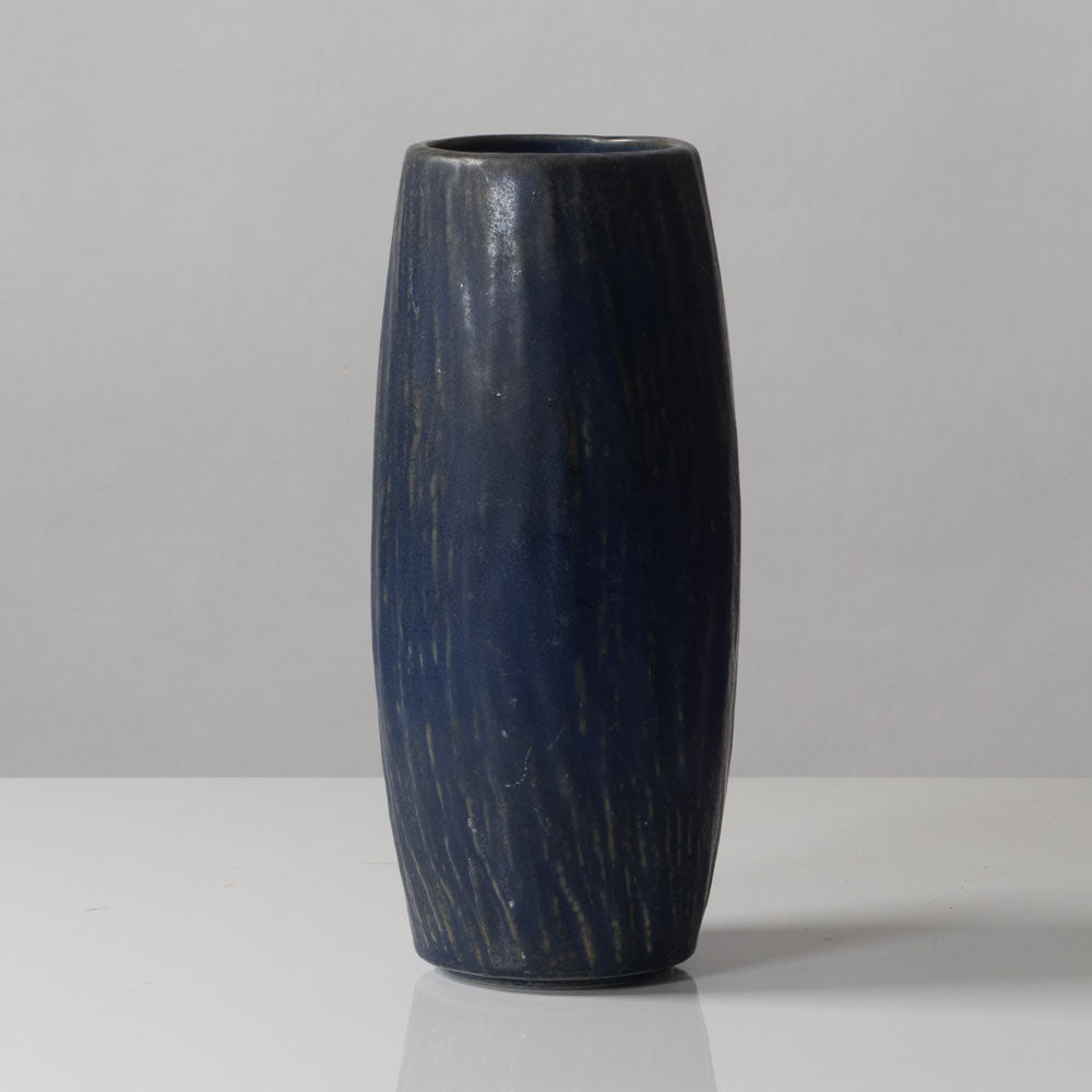 Gunnar Nylund for Rörstrand, Sweden, stoneware vase with striated blue glaze G9510