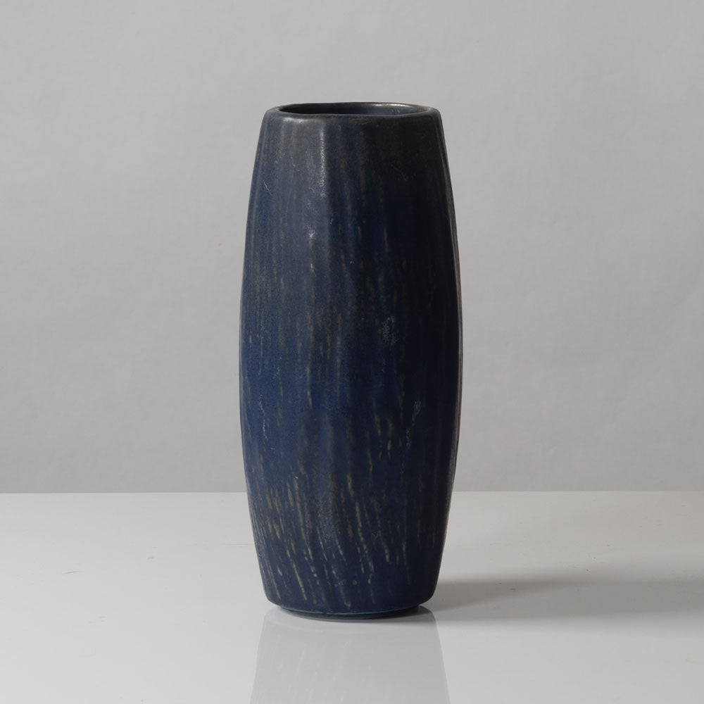 Gunnar Nylund for Rörstrand, Sweden, stoneware vase with striated blue glaze G9510