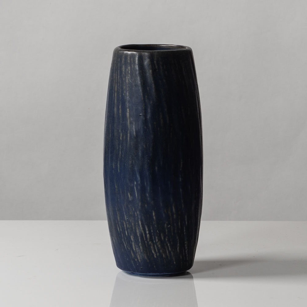 Gunnar Nylund for Rörstrand, Sweden, stoneware vase with striated blue glaze G9510