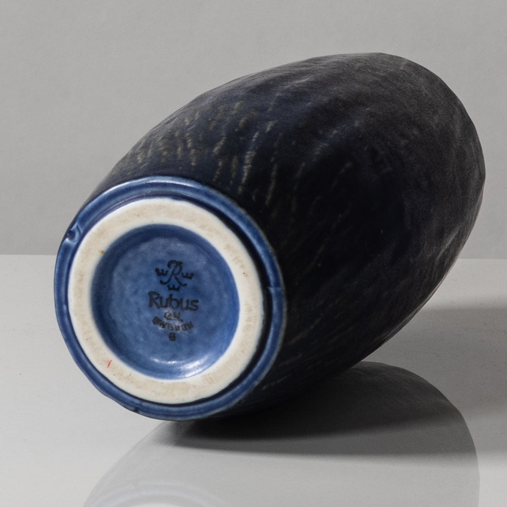 Gunnar Nylund for Rörstrand, Sweden, stoneware vase with striated blue glaze G9510