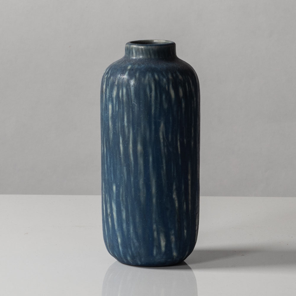 Gunnar Nylund for Rörstrand, Sweden, stoneware vase with striated blue glaze H1607