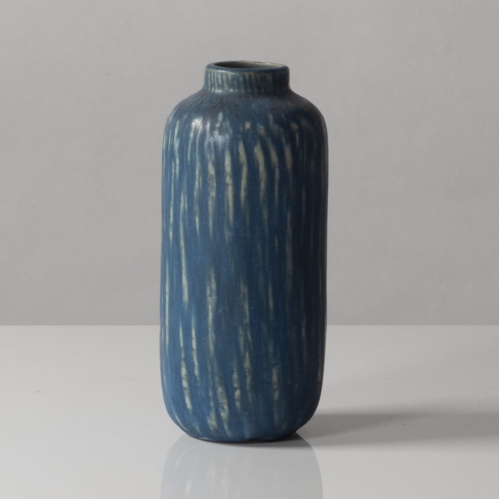 Gunnar Nylund for Rörstrand, Sweden, stoneware vase with striated blue glaze H1607