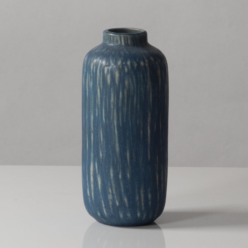 Gunnar Nylund for Rörstrand, Sweden, stoneware vase with striated blue glaze H1607