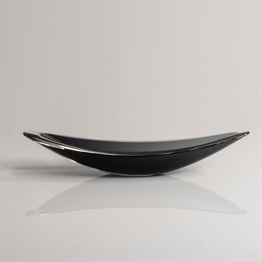 Kaj Franck for Nuutäjarvi-Nottsjö, Finland, "Kayak" bowl in blue-gray and clear glass M5396