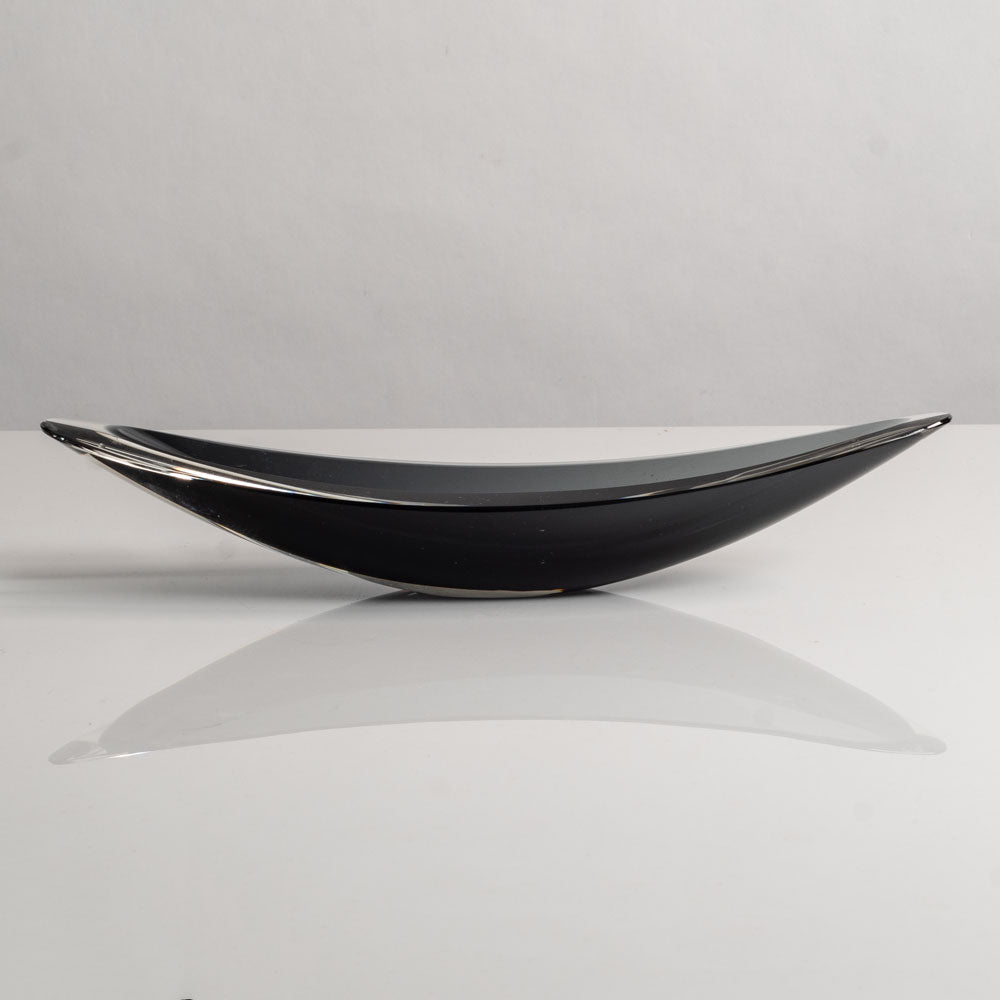 Kaj Franck for Nuutäjarvi-Nottsjö, Finland, "Kayak" bowl in blue-gray and clear glass M5396