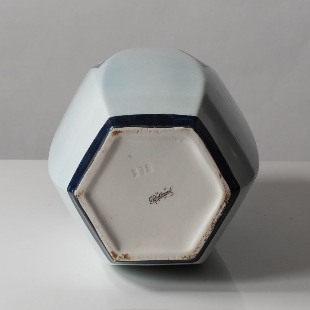 Rörstrand, Sweden, unique stoneware vase with art nouveau pattern in blue and white L3067