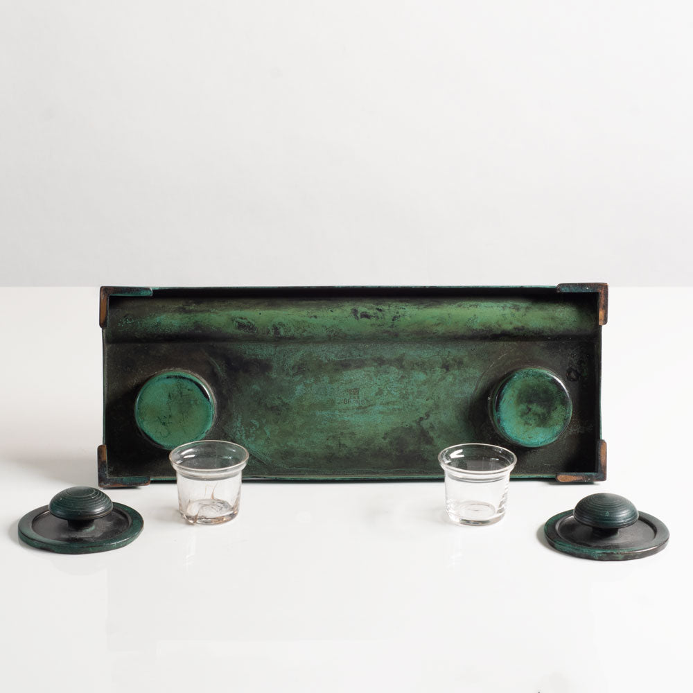 Nils Fougstedt, FAK Brons, Sweden, patinated bronze double inkwell L3527