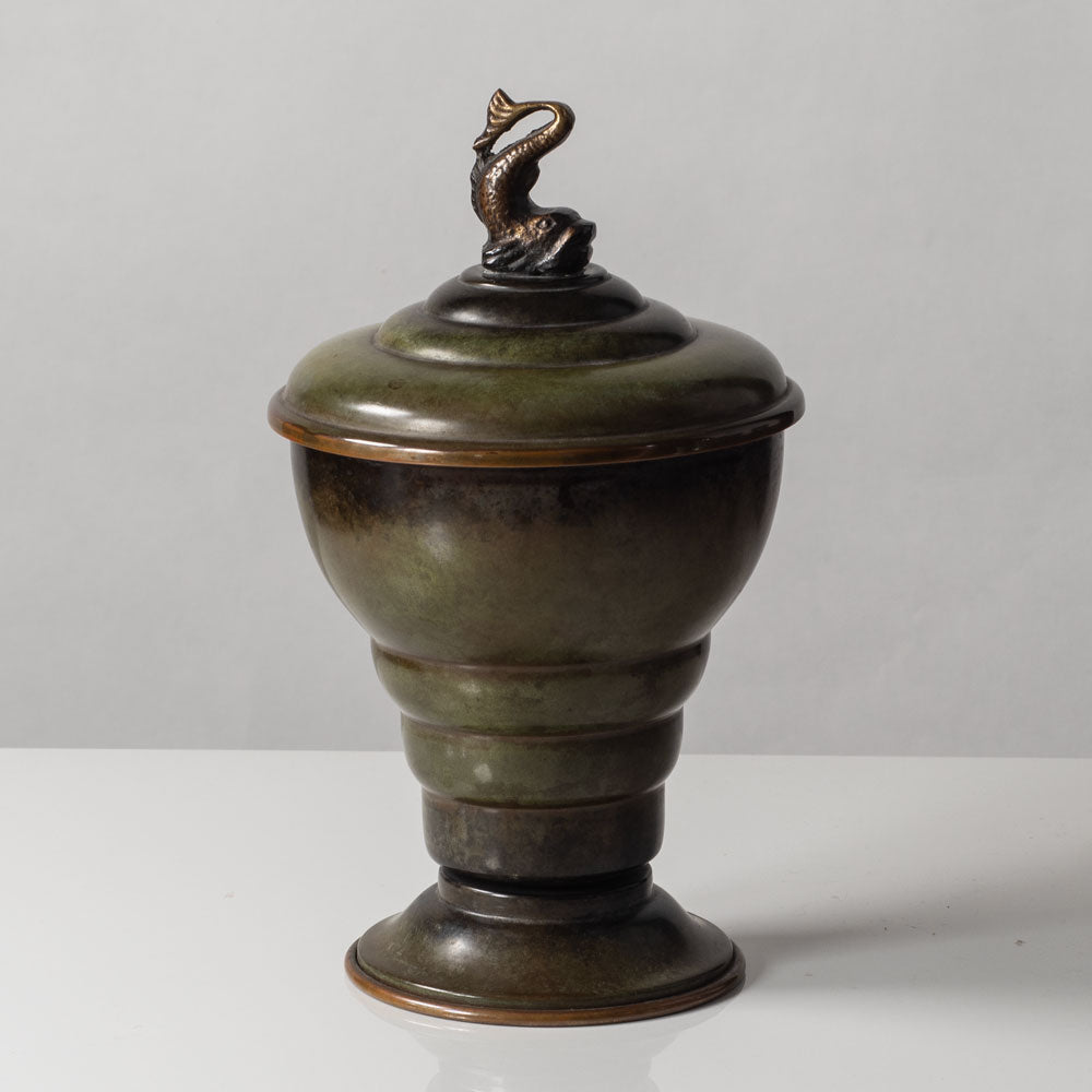 Three Scandinavian art nouveau light bronze vessels