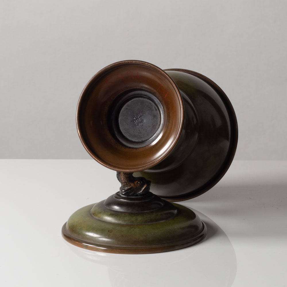 Aegte Bronce Ildfast, Denmark, bronze lidded urn with fish figure to lid L3169