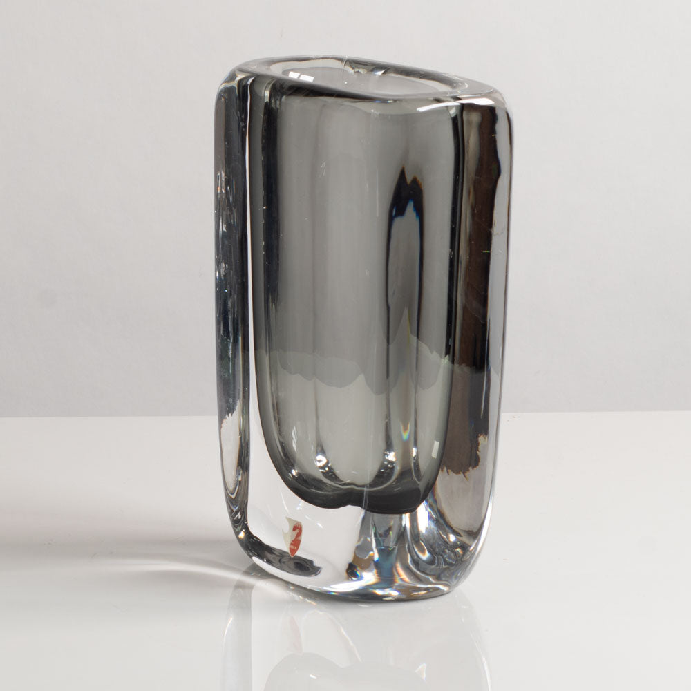 Nils Landberg for Orrefors, Sweden, light gray rectangular sommerso vase M4210