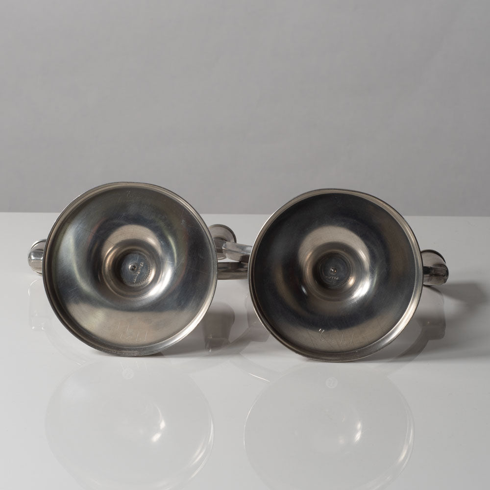 Pair of Swedish pewter art deco candelabras L3199