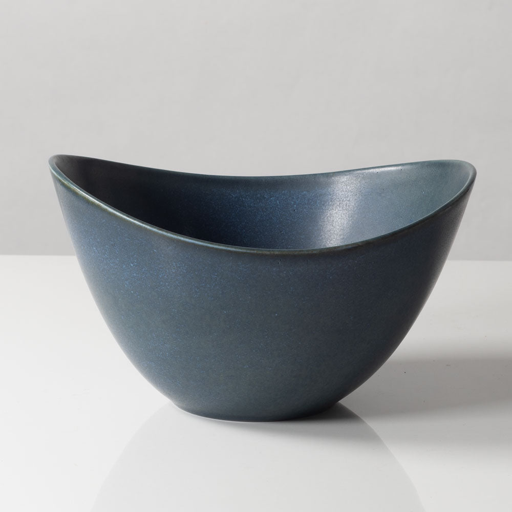 Gunnar Nylund for Rörstrand, Sweden, ceramic elliptical bowl with blue glaze L3070