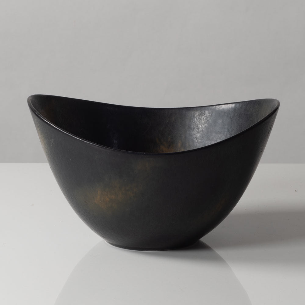 Gunnar Nylund for Rörstrand, Sweden, ovoid bowl with black and brown glaze K2246