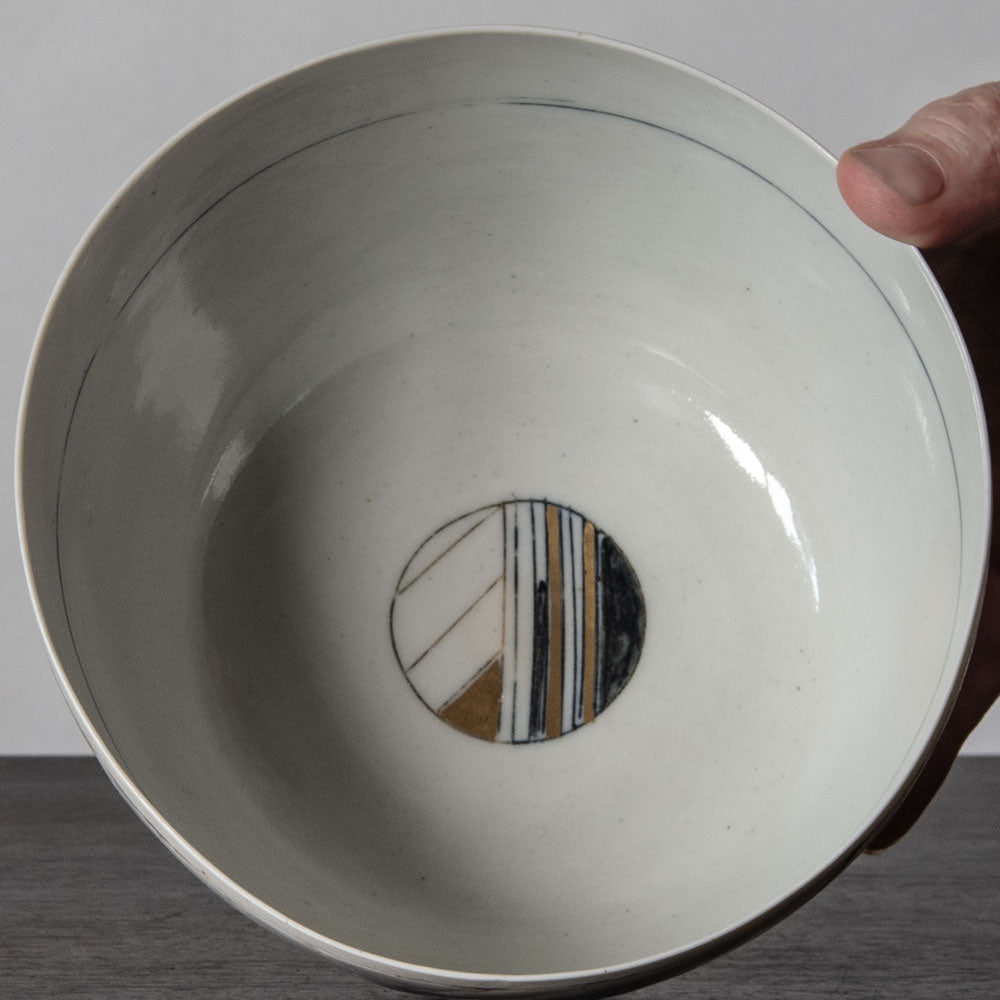 Gerd Hiort Petersen, Denmark, unique porcelain bowl with line decoration J1292