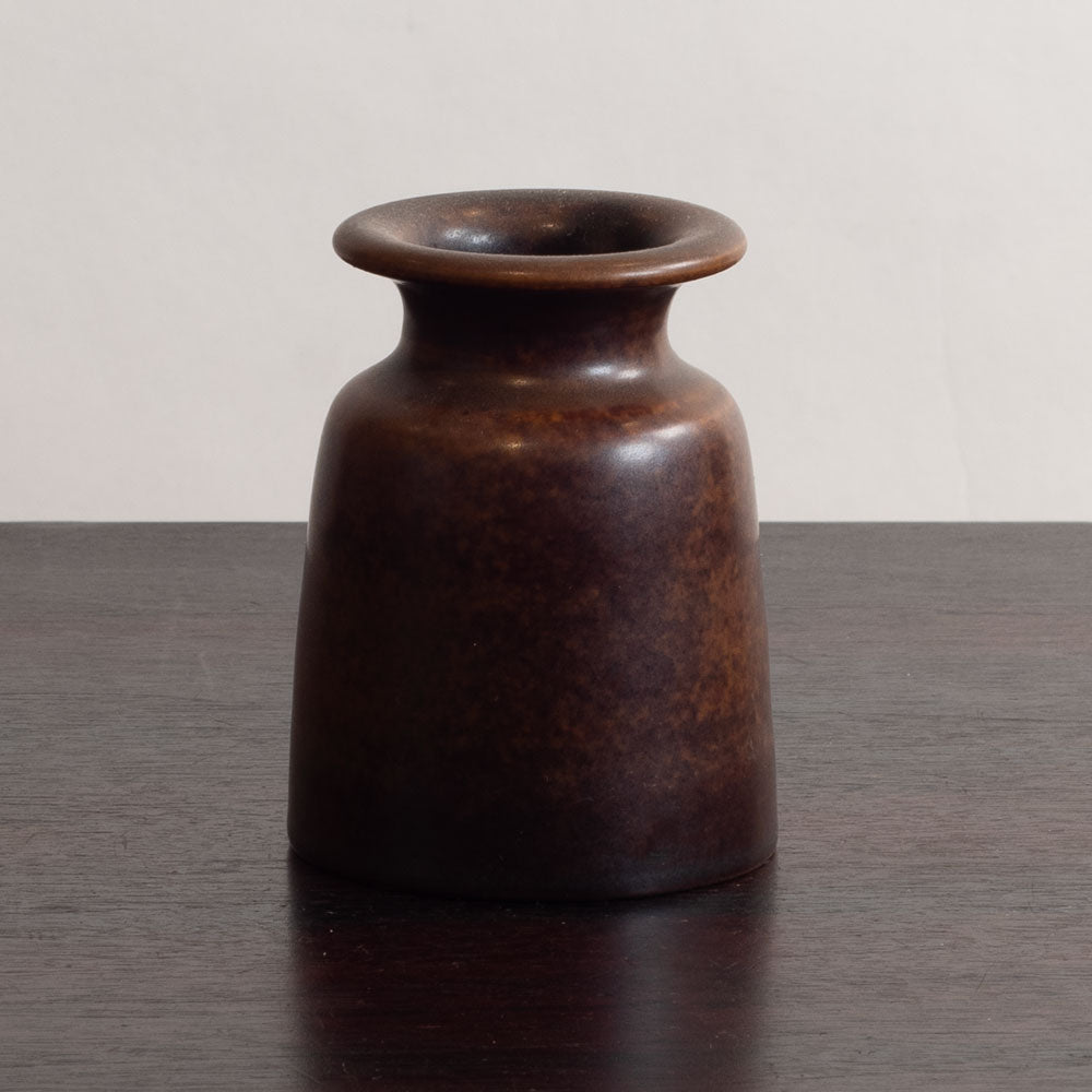 Erich and Ingrid Triller for Tobo, Sweden, unique stoneware vase with dark brown glaze G9473