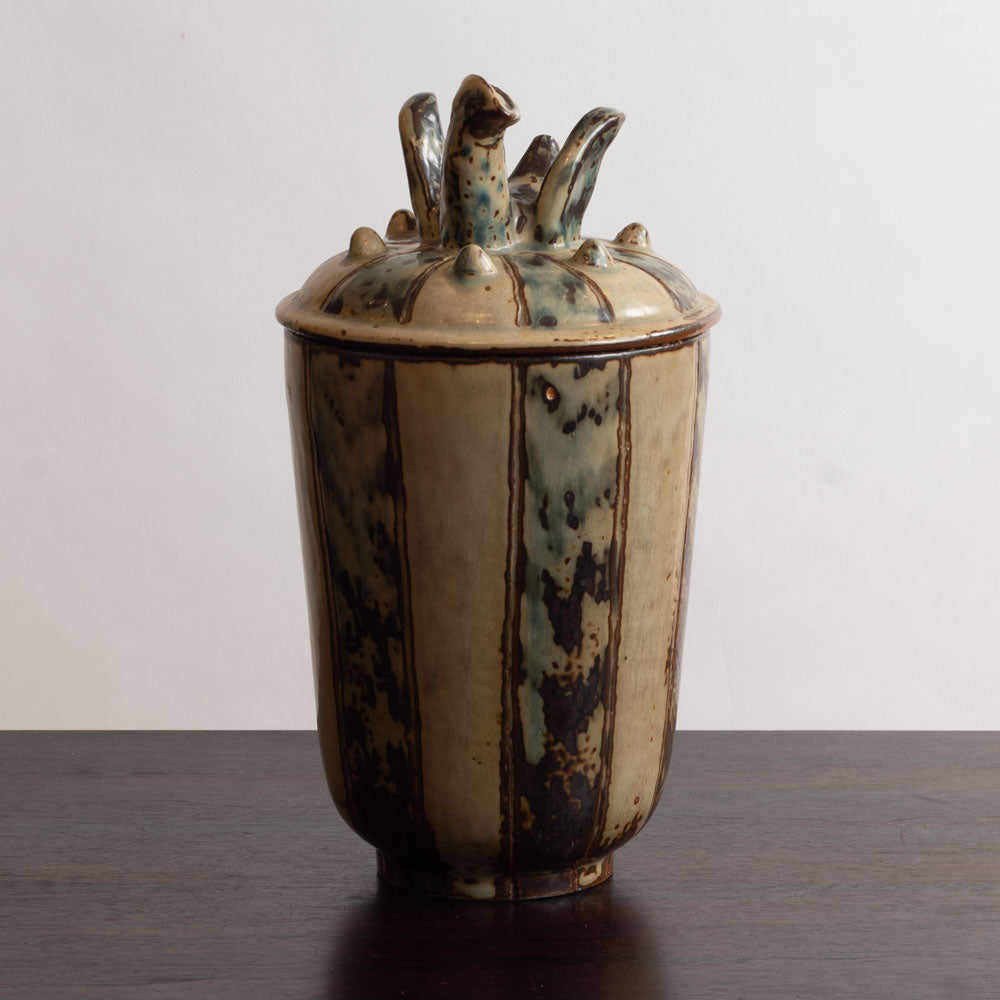 Thorkild Olsen for Royal Copenhagen, Denmark, unique lidded jar with Sung glaze M4267