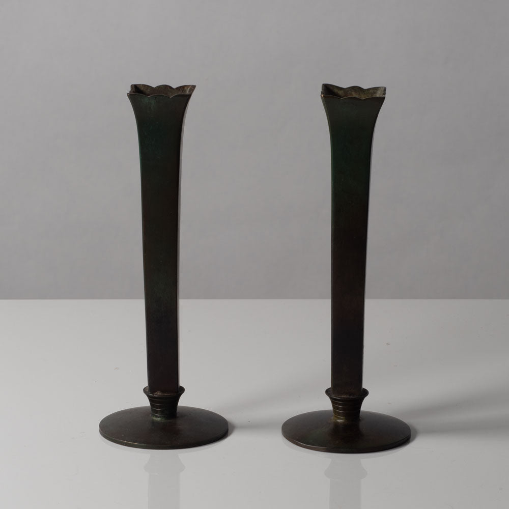 Just Andersen for GAB, Sweden, pair of bronze vases L3276 and L3284