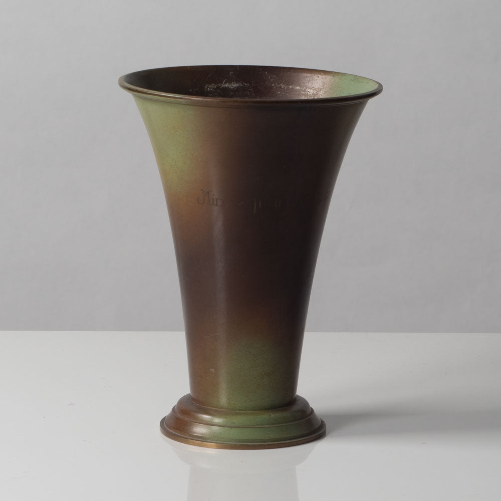 Three Scandinavian art nouveau light bronze vessels