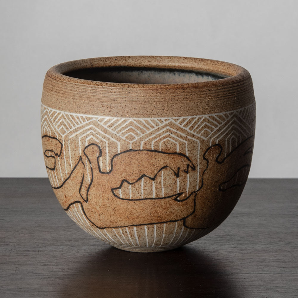 Ernst Pleuger, Germany, unique stoneware patterned vase J1290