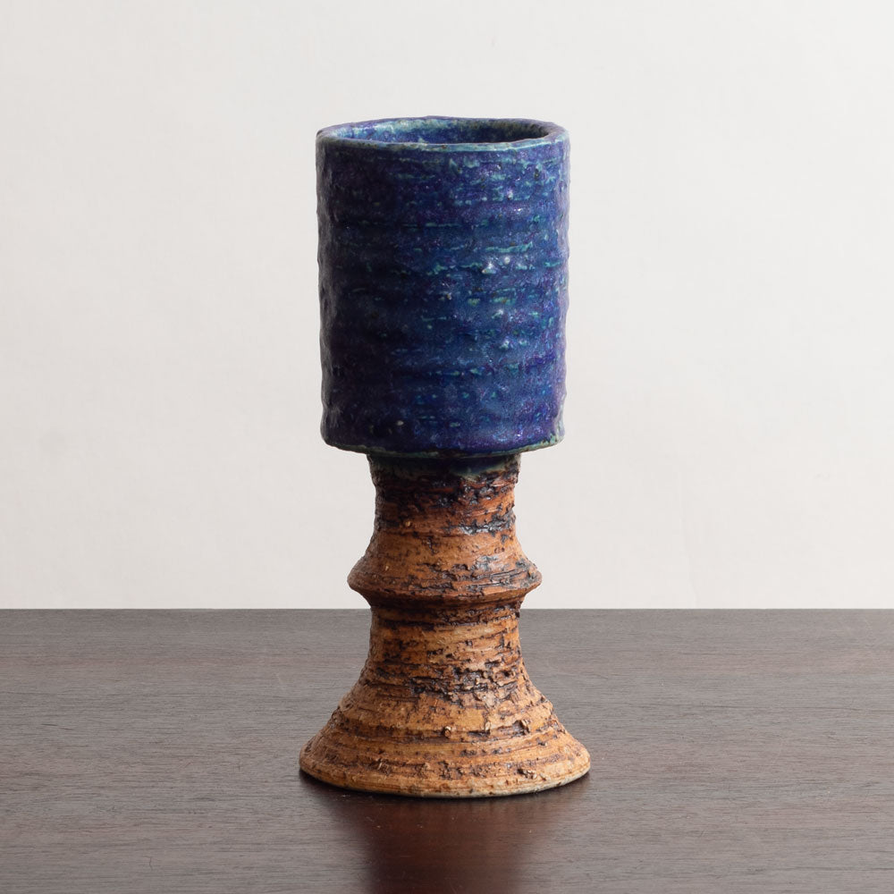 Annikki Hovisaari for Arabia, Finland, unique stoneware vase with blue glaze M5406