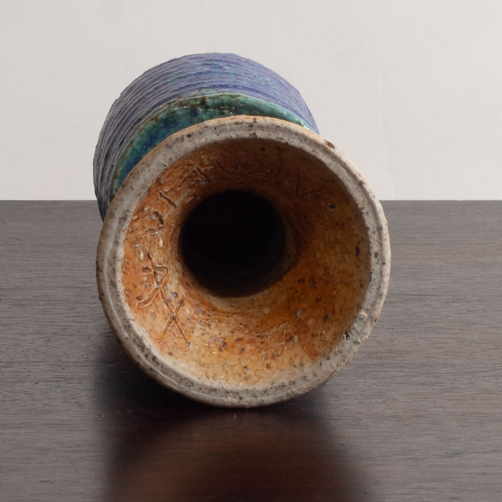 Annikki Hovisaari for Arabia, Finland, unique stoneware vase with blue glaze M5406