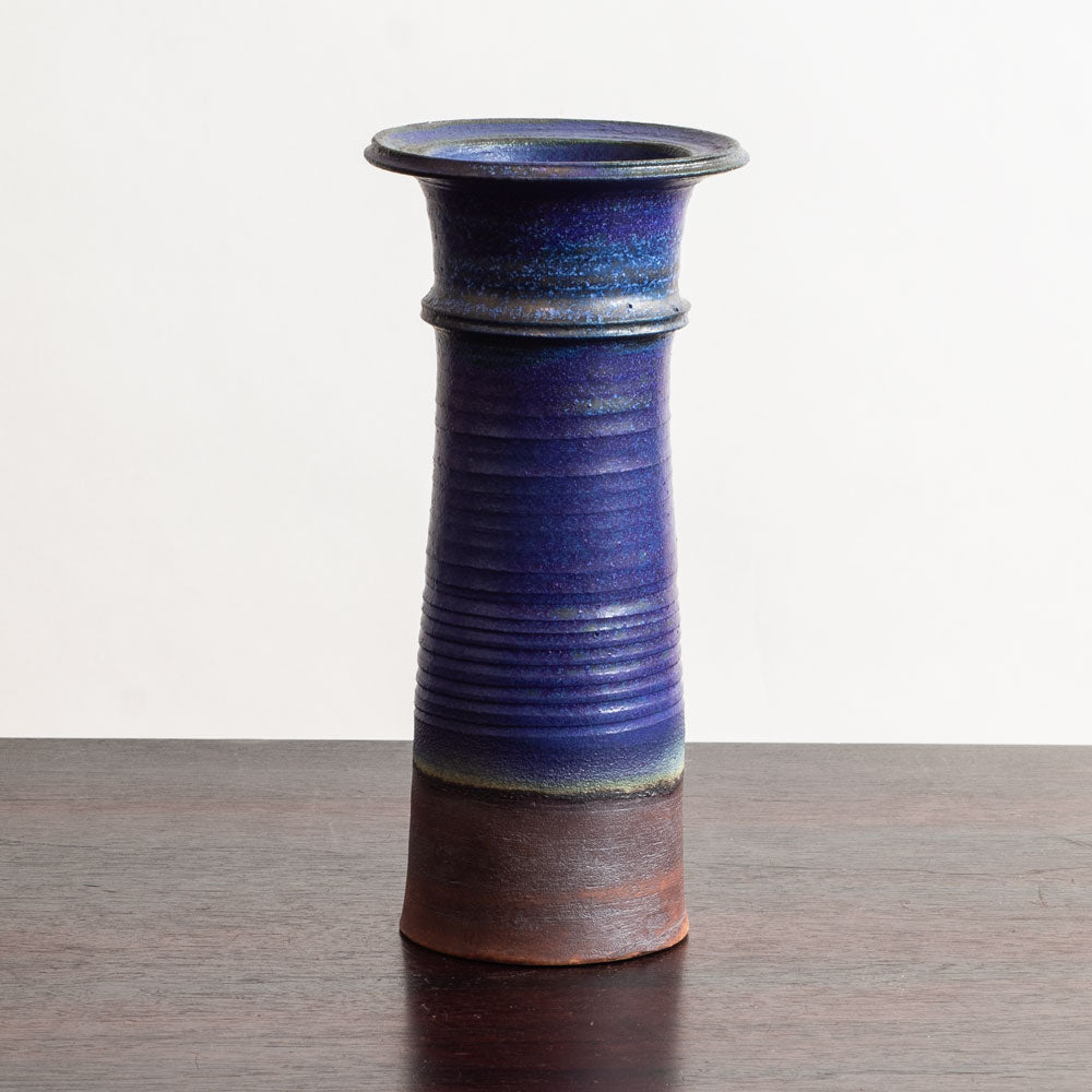 Annikki Hovisaari for Arabia, Finland, unique stoneware vase with blue glaze M5405