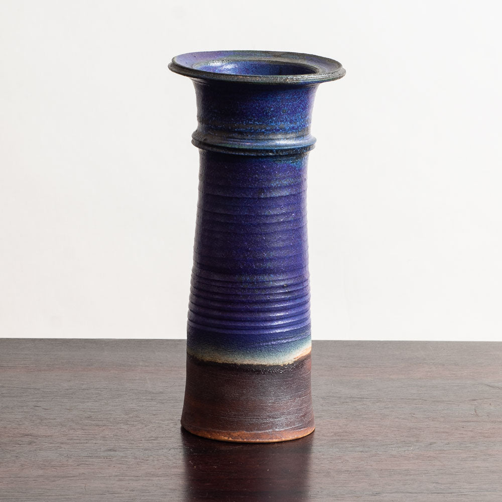 Annikki Hovisaari for Arabia, Finland, unique stoneware vase with blue glaze M5405