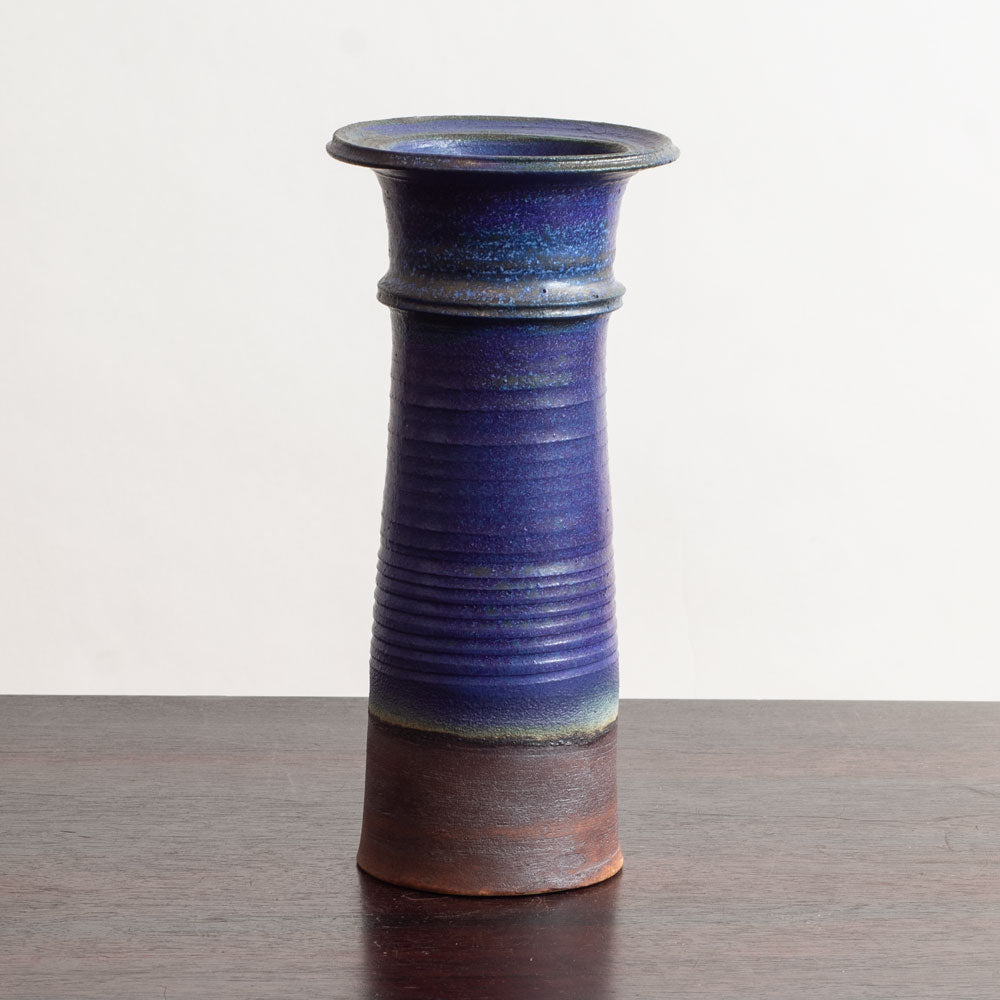 Annikki Hovisaari for Arabia, Finland, unique stoneware vase with blue glaze M5405