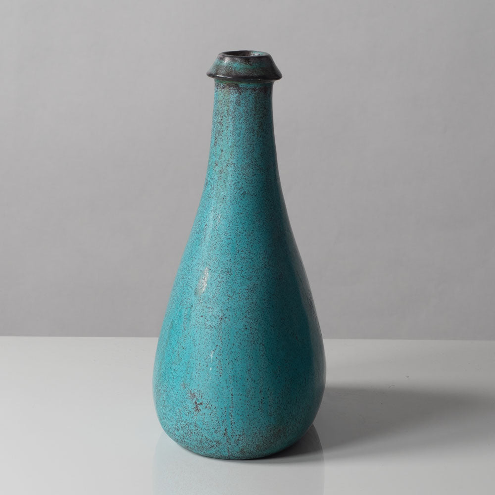 Nils Kähler for Kähler Keramik, Denmark, bottle vase with blue-green glaze L3282