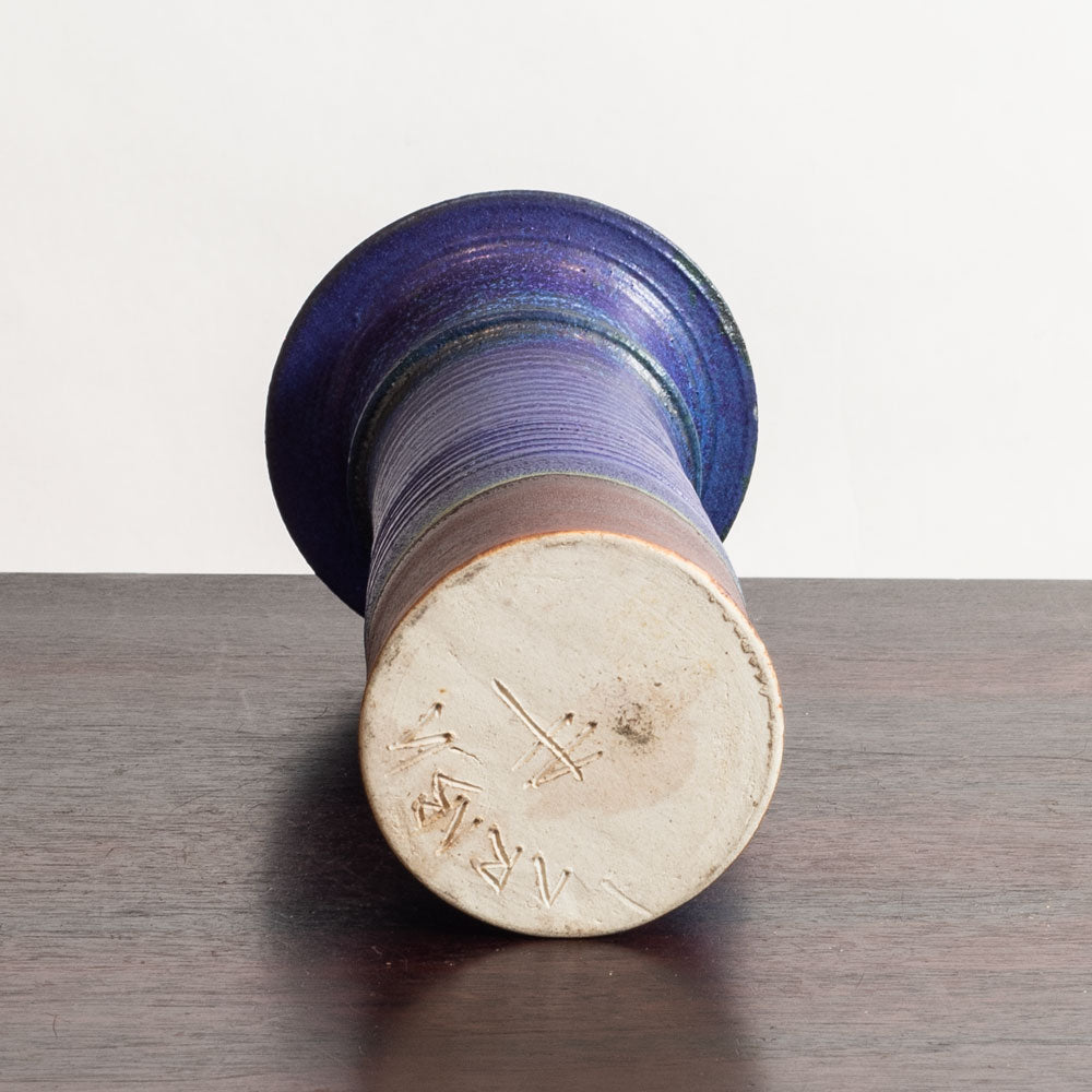 Annikki Hovisaari for Arabia, Finland, unique stoneware vase with blue glaze M5405