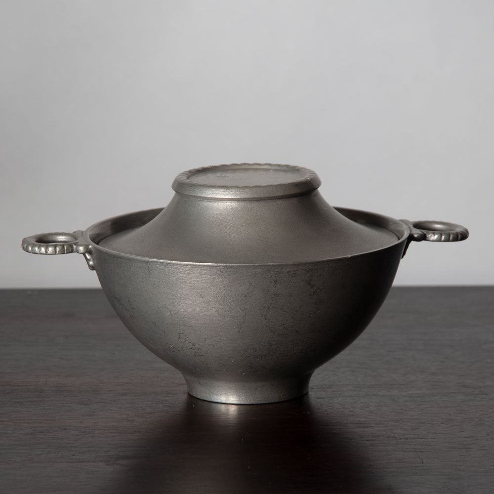Edvin Ollers for Schreuder & Olsson, Sweden, pewter lidded bowl with two handles J1387