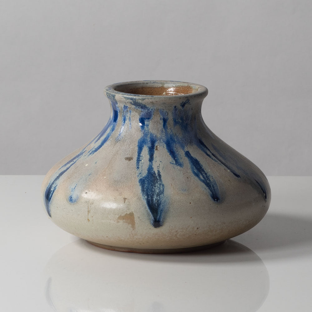 Charles Greber, France, unique stoneware vase with pale gray and blue glaze L3281