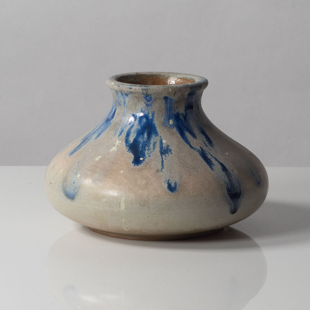 Charles Greber, France, unique stoneware vase with pale gray and blue glaze L3281