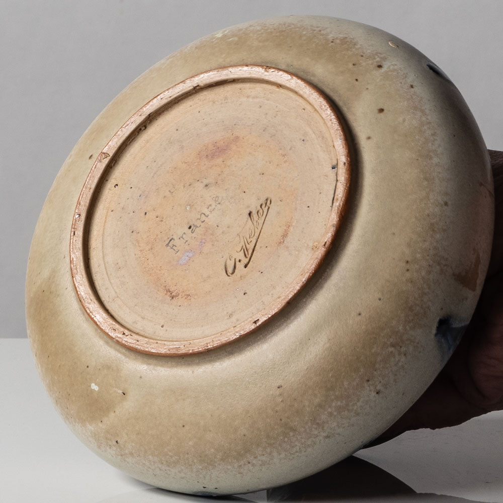 Charles Greber, France, unique stoneware vase with pale gray and blue glaze L3281