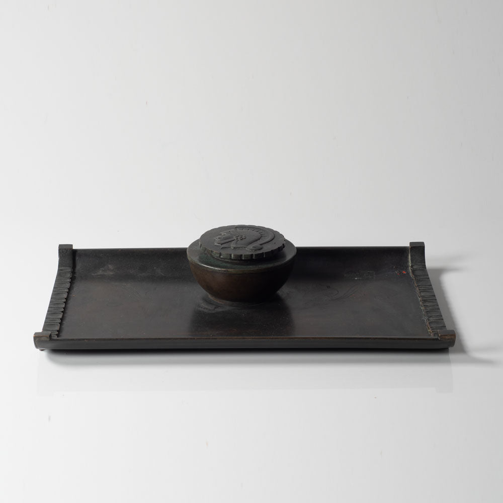 Nilsson & Johansson, Sweden, bronze inkwell with tray L3224