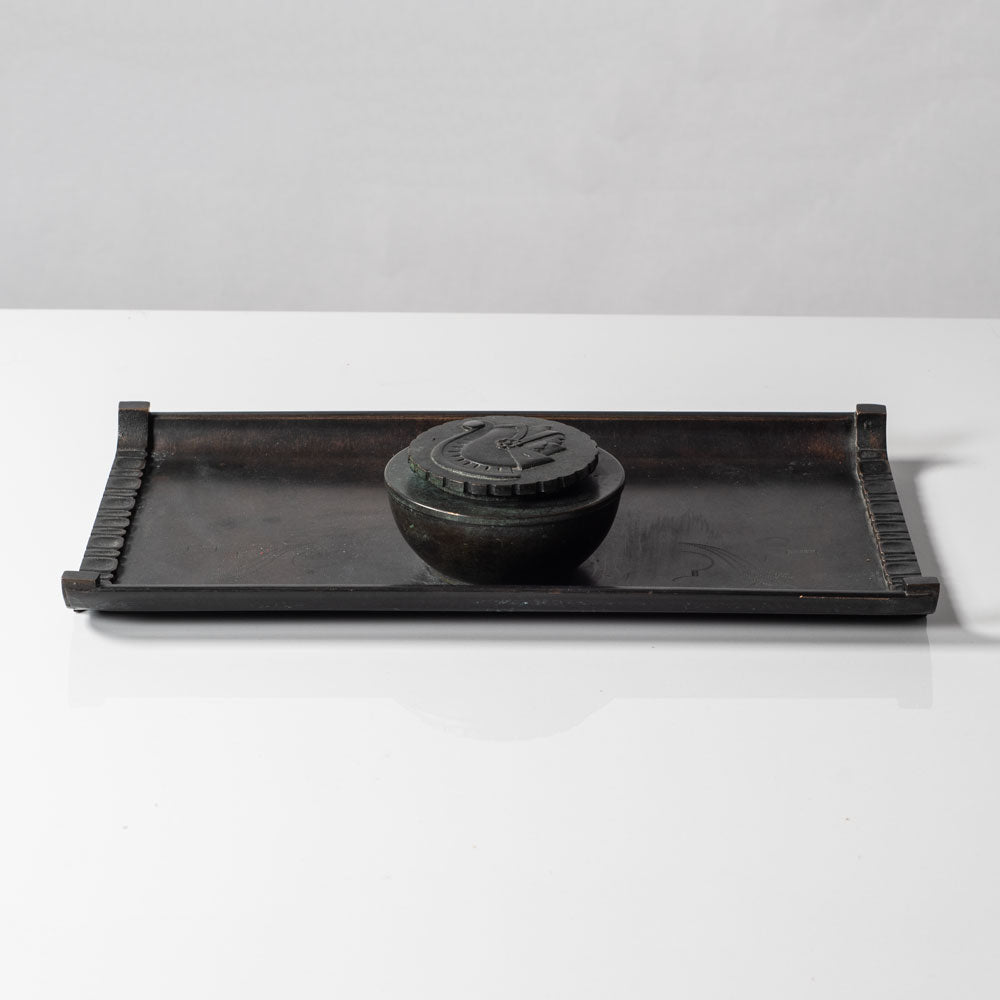 Nilsson & Johansson, Sweden, bronze inkwell with tray L3224