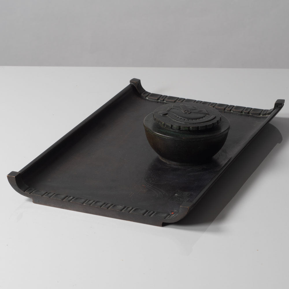 Nilsson & Johansson, Sweden, bronze inkwell with tray L3224