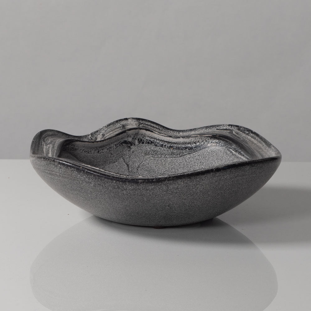 Nils Kähler for Herman A. Kähler Keramik, bowl with black and white glaze N9003