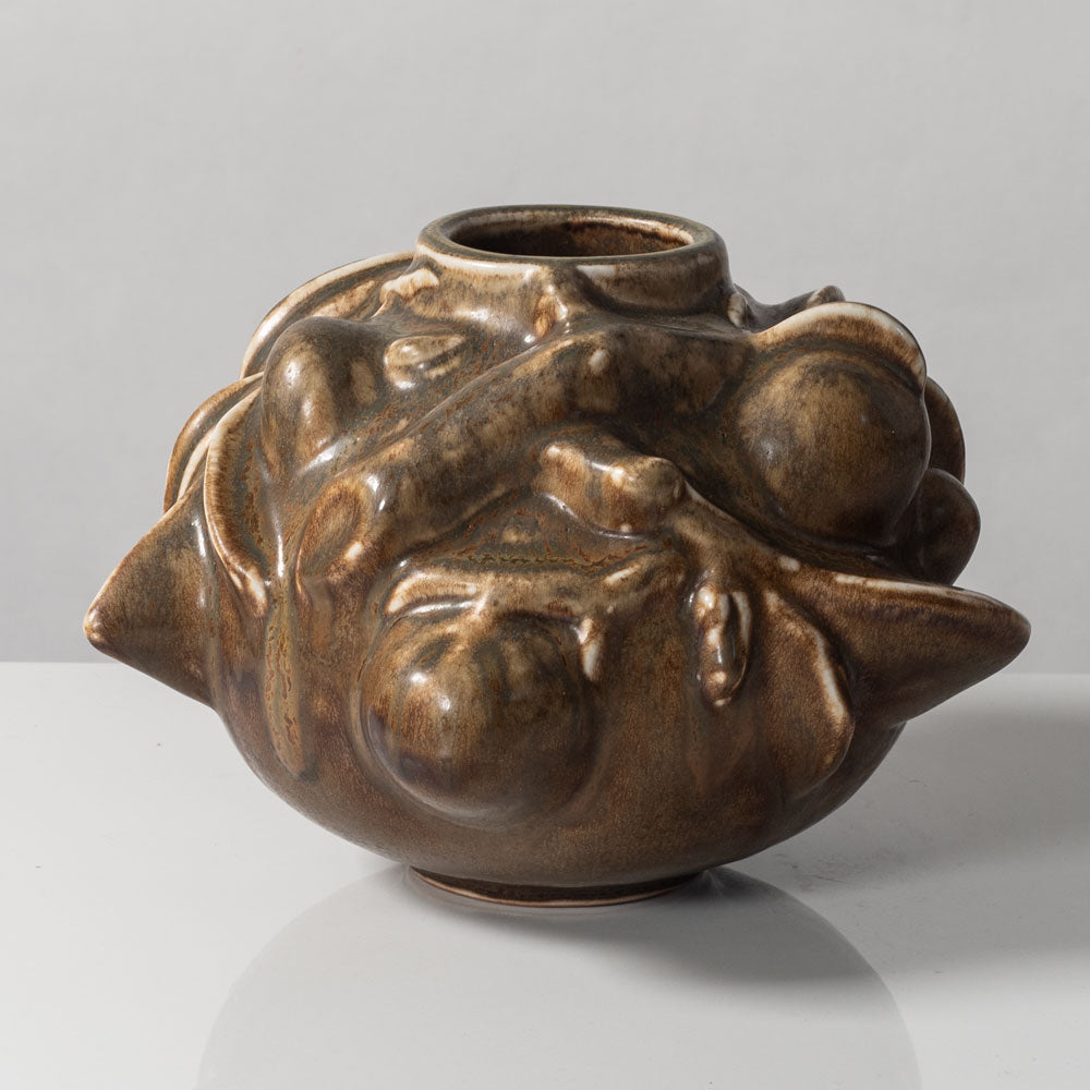 Axel Salto for Royal Copenhagen, Denmark, "Fruiting" vase with solfatara glaze L3294