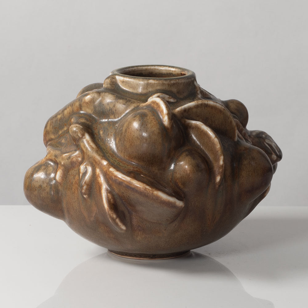 Axel Salto for Royal Copenhagen, Denmark, "Fruiting" vase with solfatara glaze L3294