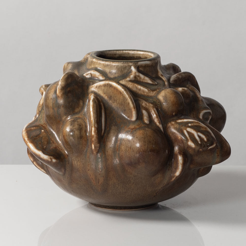 Axel Salto for Royal Copenhagen, Denmark, "Fruiting" vase with solfatara glaze L3294