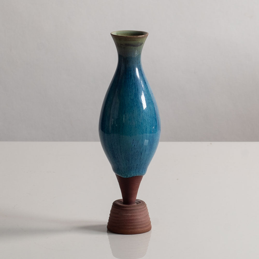 Wilhelm Kåge for Gustavsberg, Sweden, unique stoneware footed "Farsta Terra Spirea" vase H1244