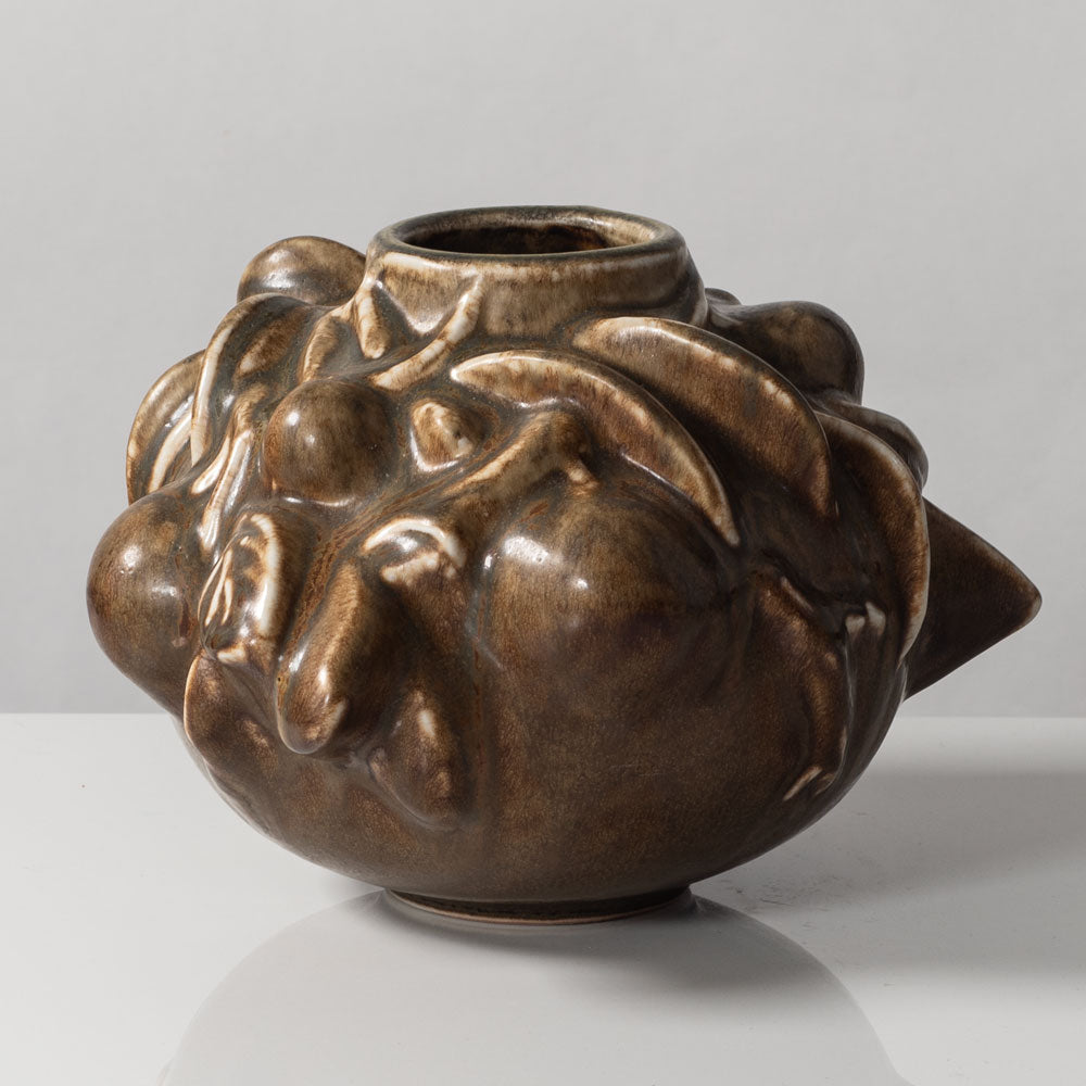 Axel Salto for Royal Copenhagen, Denmark, "Fruiting" vase with solfatara glaze L3294